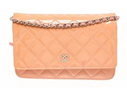 Chanel Pink Patent Leather Wallet on Chain Crossbody Bag