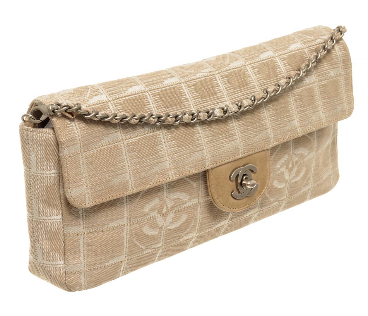 Chanel Tan Quilted Nylon New Travel Line Flap Shoulder Bag