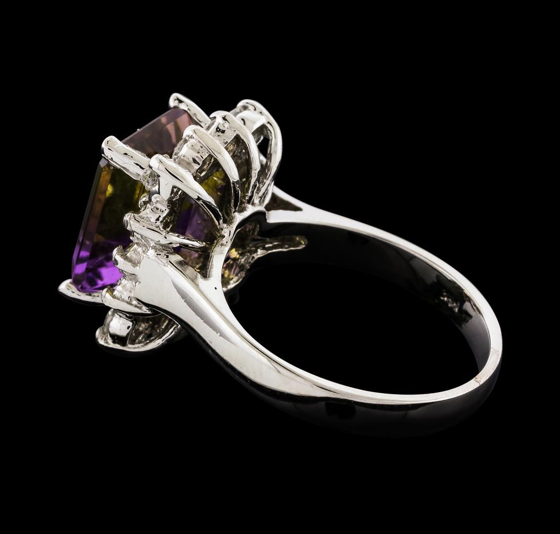 4.48 ctw Ametrine and Diamond Ring - 14KT White Gold