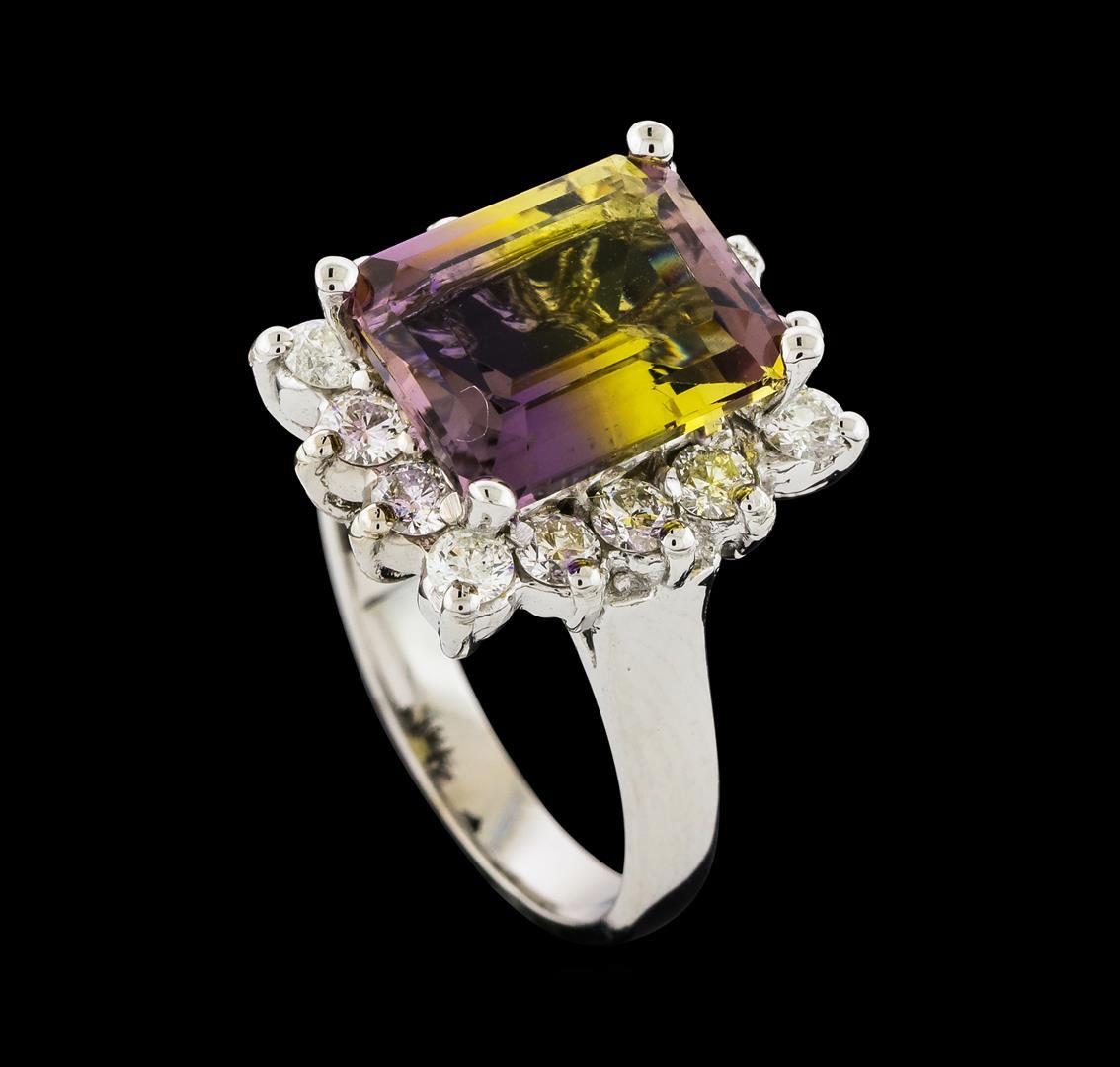 4.48 ctw Ametrine and Diamond Ring - 14KT White Gold