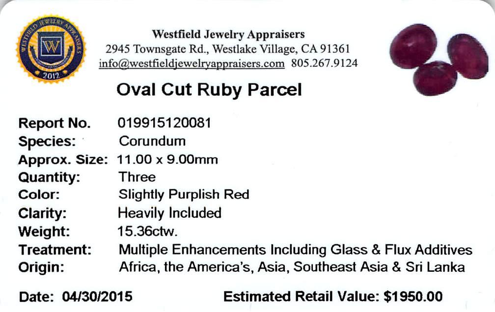 15.36 ctw Oval Mixed Ruby Parcel