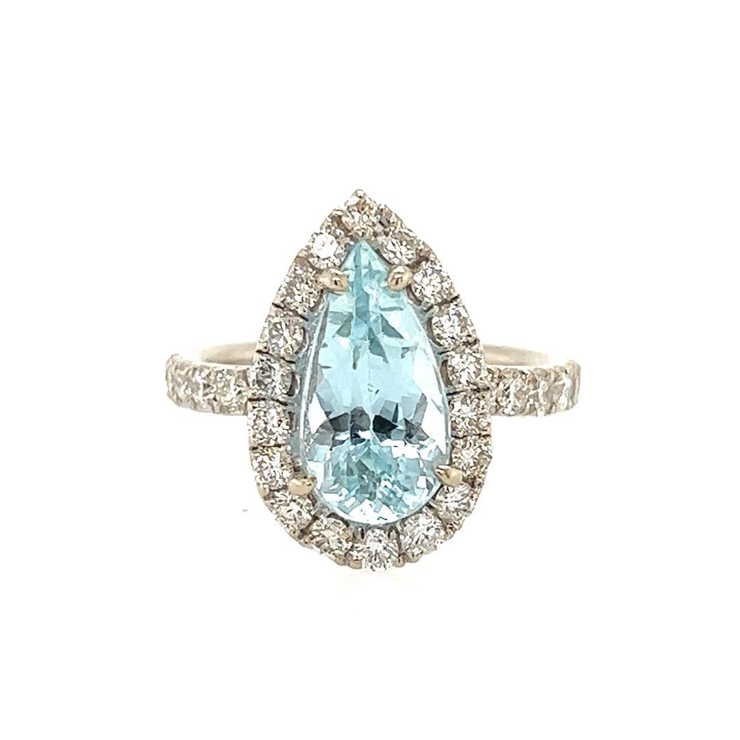 2.50 ctw Aquamarine & Diamond Ring - 14KT White Gold