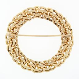 Vintage Tiffany & Co. 14k Yellow Gold Multi Chain Link Circle Wreath Brooch Pin