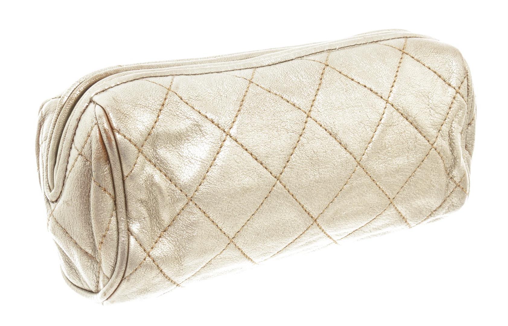 Chanel Gold Leather Pouch with Tassel