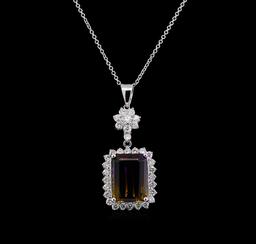 15.80 ctw Ametrine and Diamond Pendant - 14KT White Gold