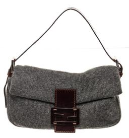 Fendi Black Denim Mamma Baguette Hobo Bag