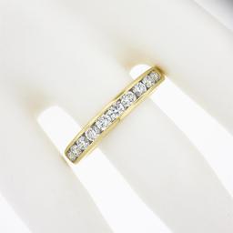 Tiffany & Co. 18k Yellow Gold 1 ctw Channel Round Diamond Wedding Band Ring w/ B