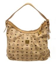 MCM Cream Coated Canvas Visetos Hobo bag