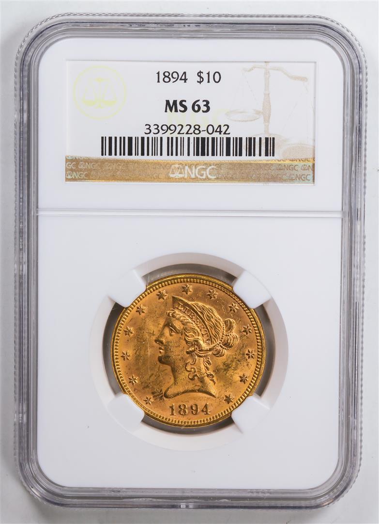 1894 $10 Eagle Gold Coin NGC MS63