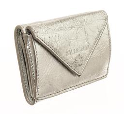 Balenciaga Silver Papier Flap Mini Wallet