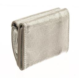 Balenciaga Silver Papier Flap Mini Wallet