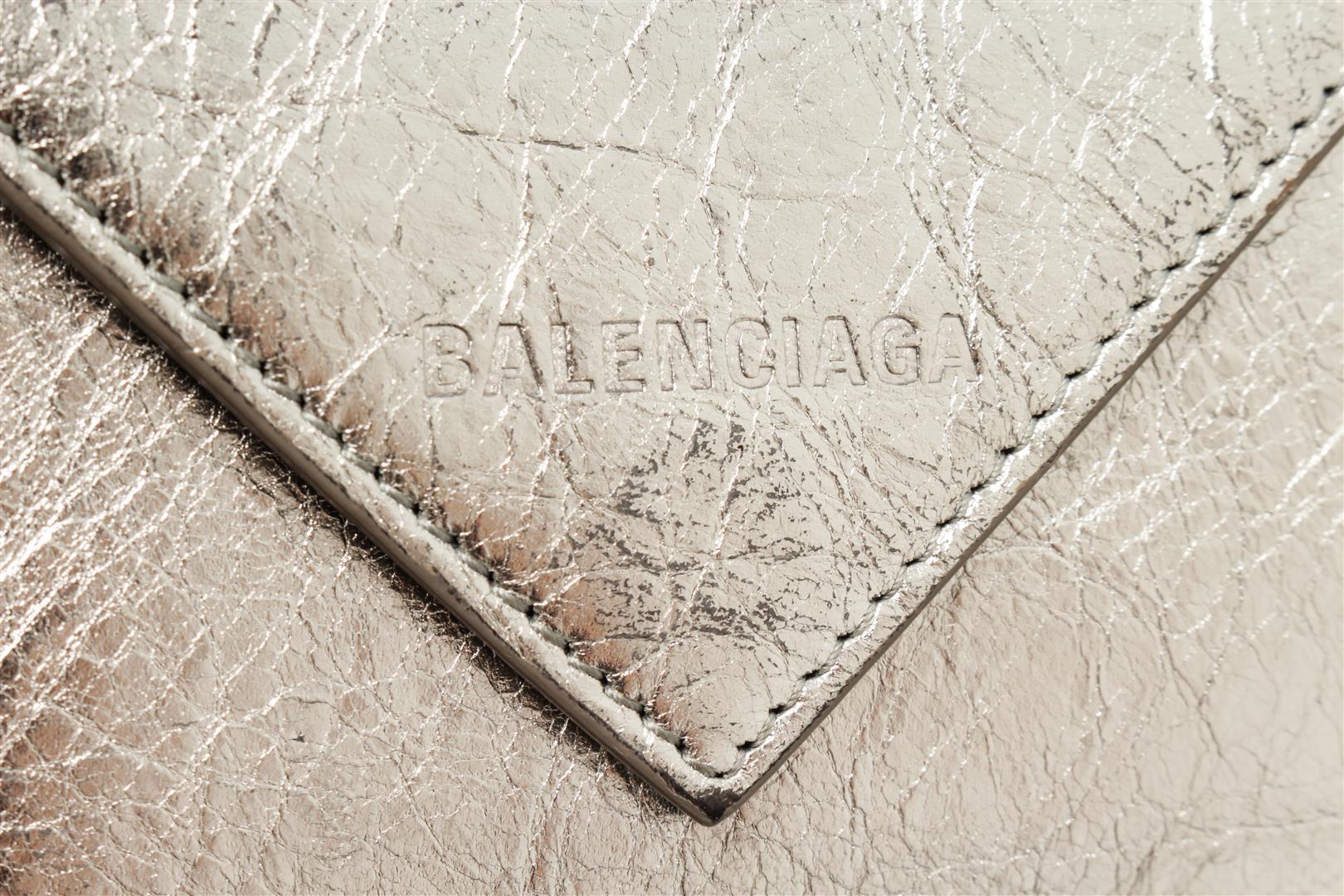 Balenciaga Silver Papier Flap Mini Wallet