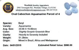 51.39 ctw Oval Cabochon Aquamarine Parcel