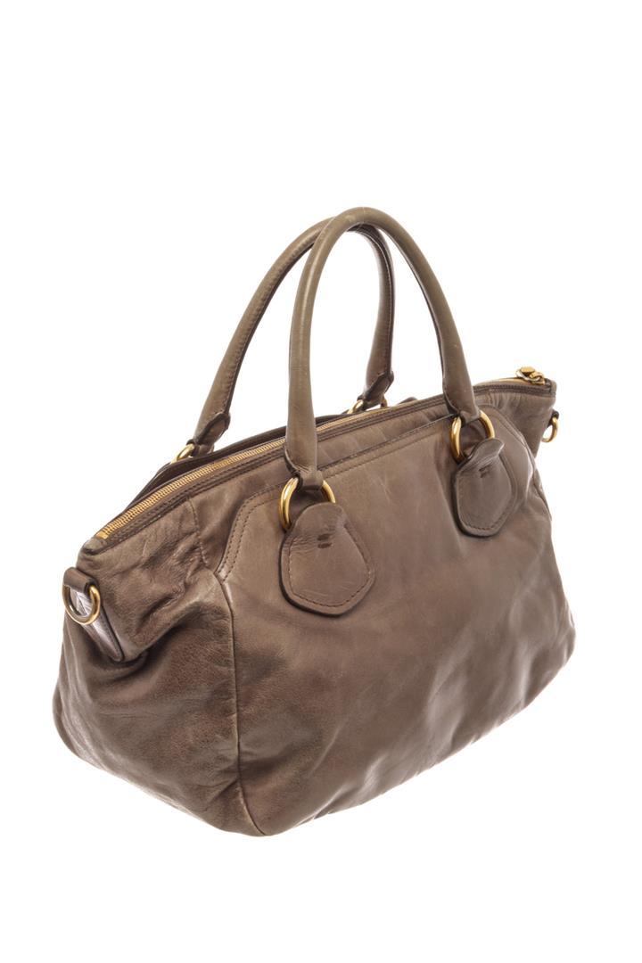 Prada Beige Leather Two Way Bag