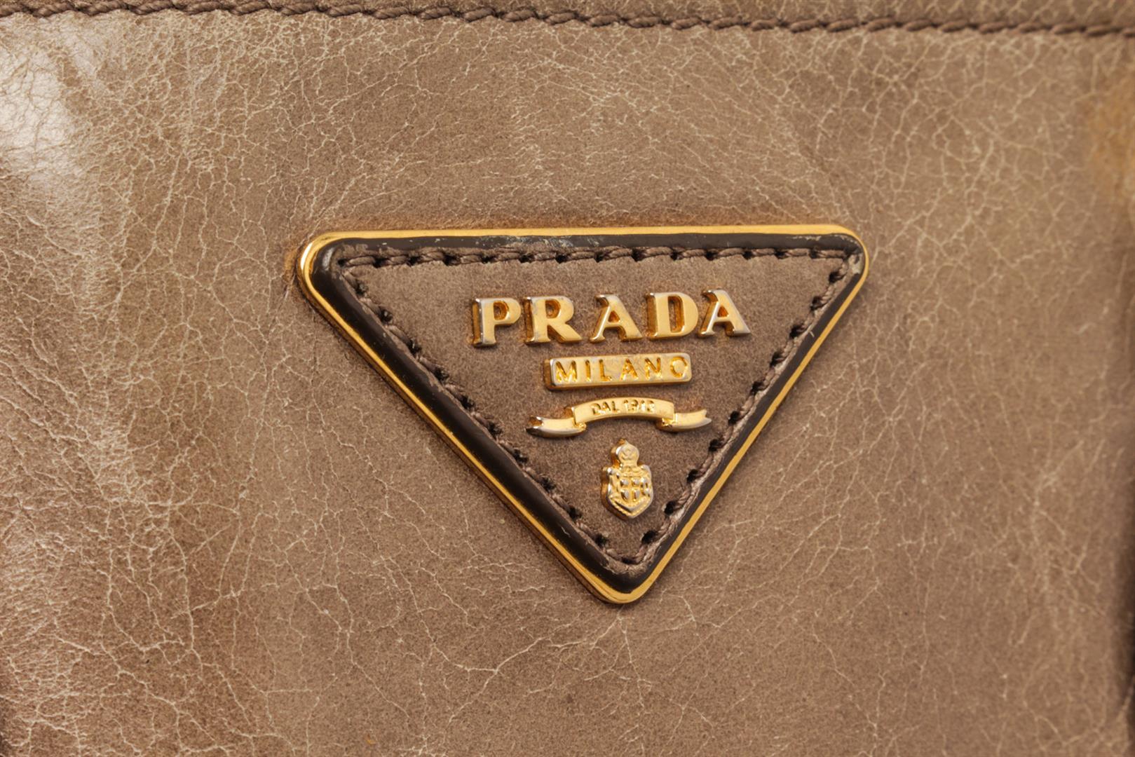 Prada Beige Leather Two Way Bag