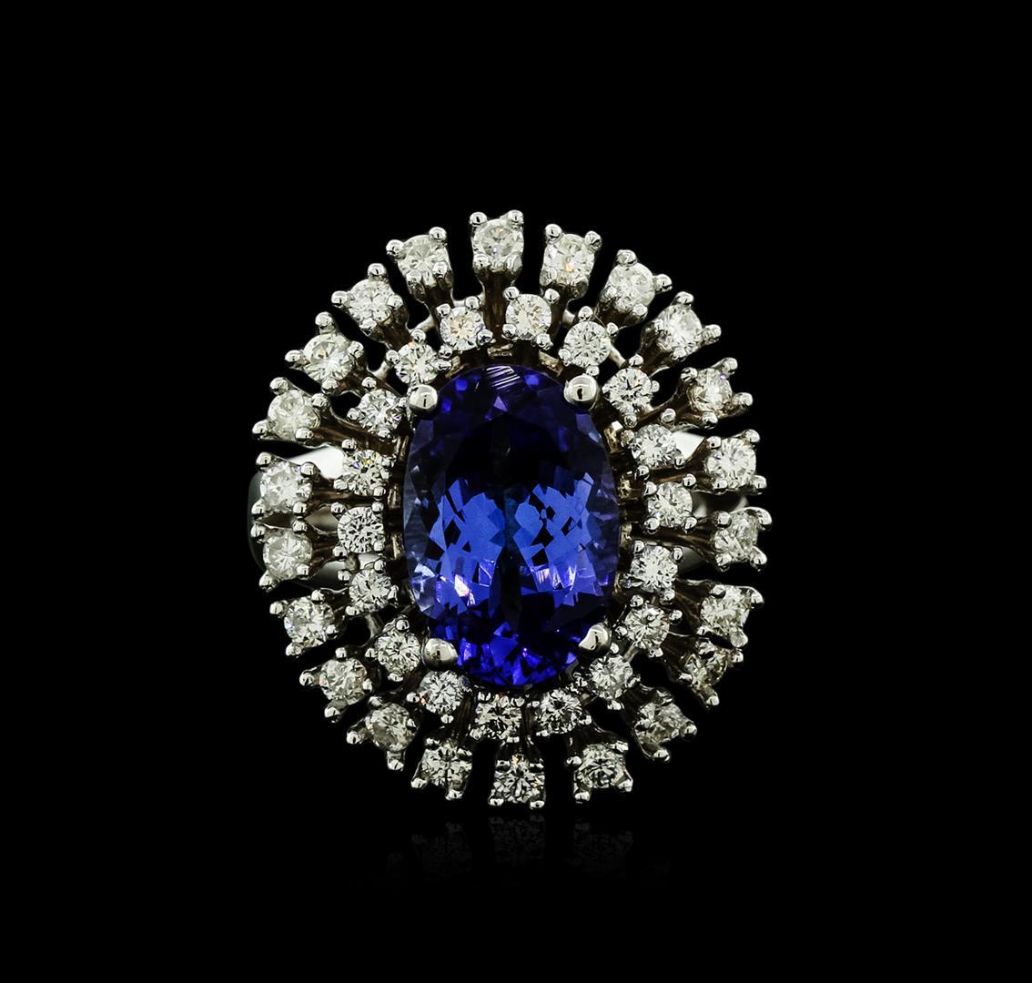 14KT White Gold 4.20 ctw Tanzanite and Diamond Ring