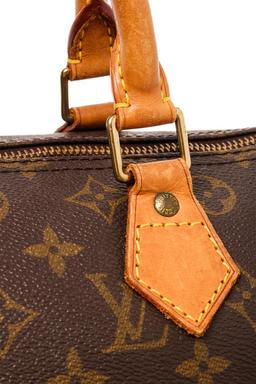 Louis Vuitton Brown Monogram Leather Speedy 30 Satchel Bag