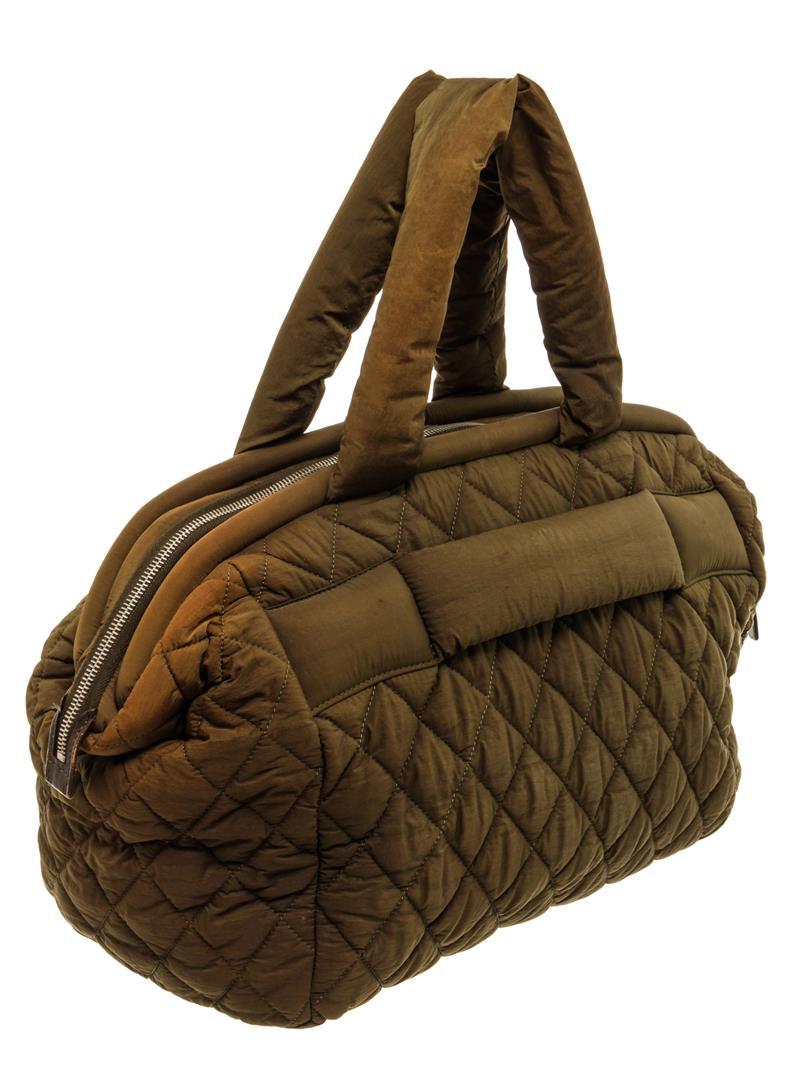 Chanel Dark Green Quilted Nylon Cocoon Bowling Bag