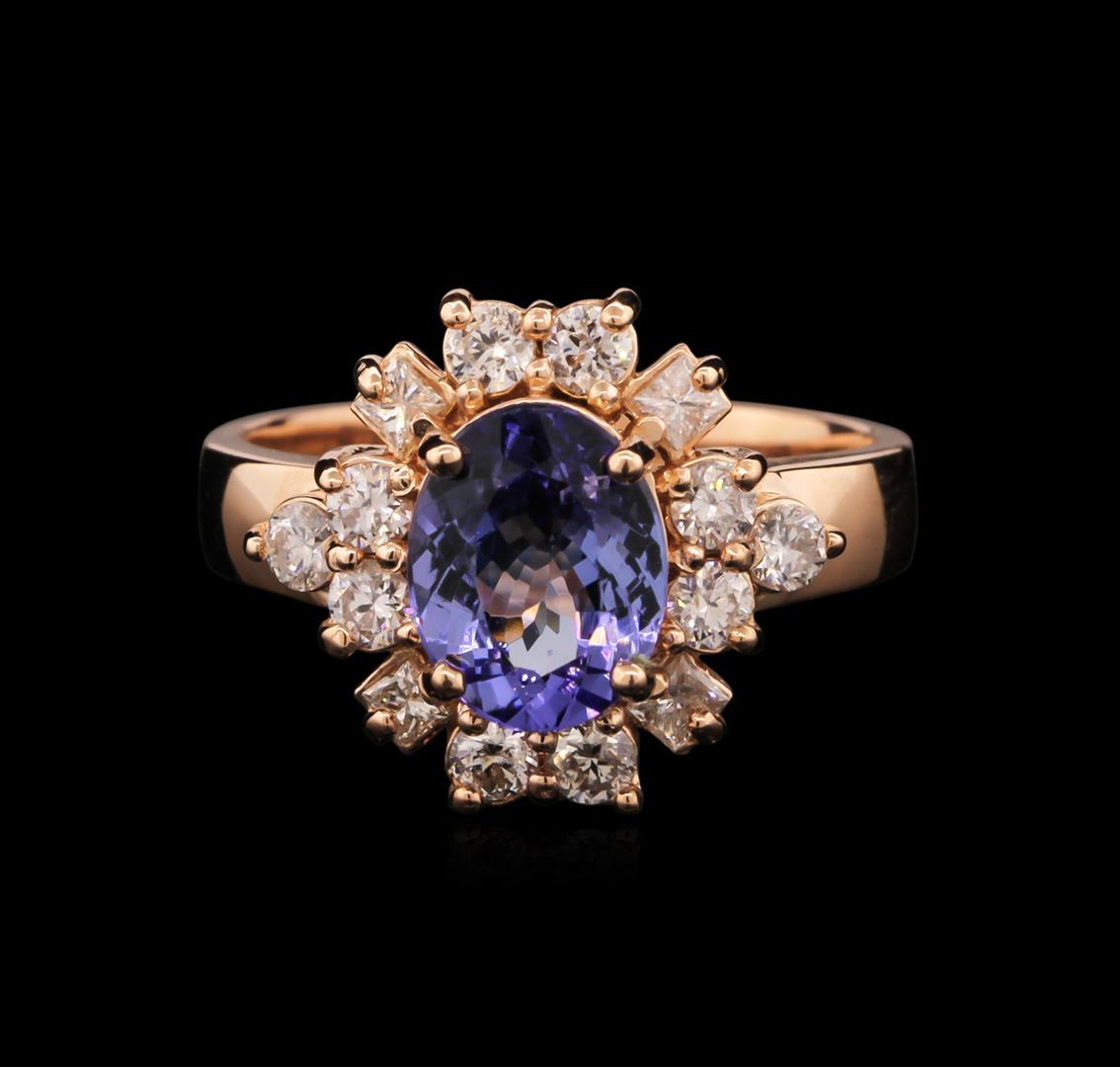 1.75 ctw Tanzanite and Diamond Ring - 14KT Rose Gold