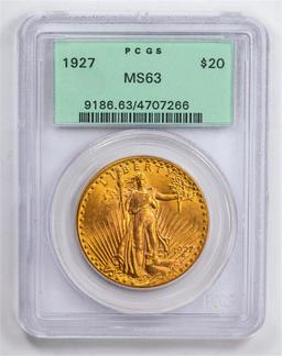 1927 $20 Double Eagle Gold Coin PCGS MS63