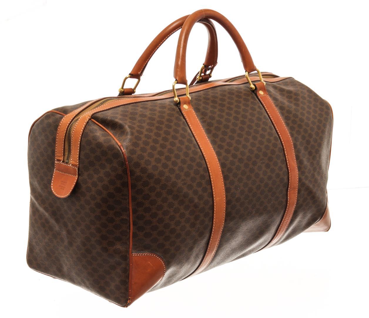 Celine Brown Macadam Pattern Logo Embossed Big Boston Bag