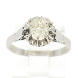 Antique Art Deco Platinum 0.78 ctw Old Mine Cut Diamond Filigree Engagement Ring