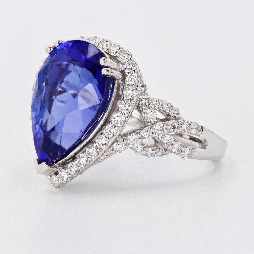 8.71 ctw Tanzanite and 1.10 ctw Diamond Platinum Ring