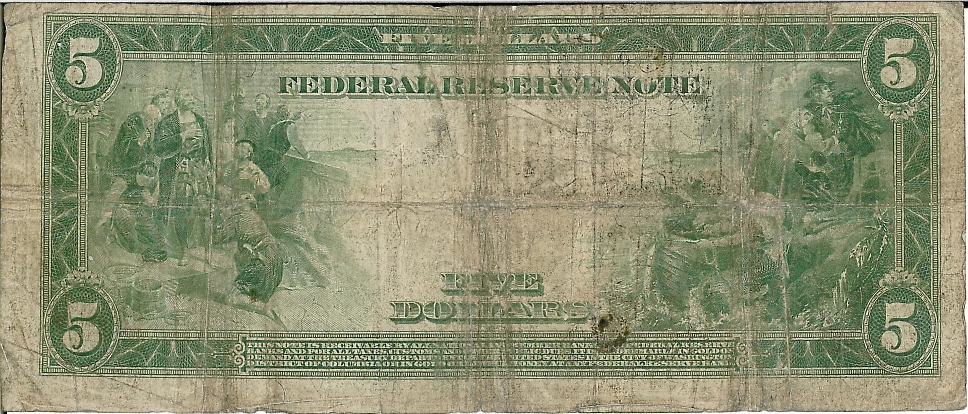 1914 $5 Federal Reserve Bank Note