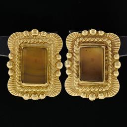 Scott Gauthier 18k Yellow Gold Rectangular Banded Agate Earrings