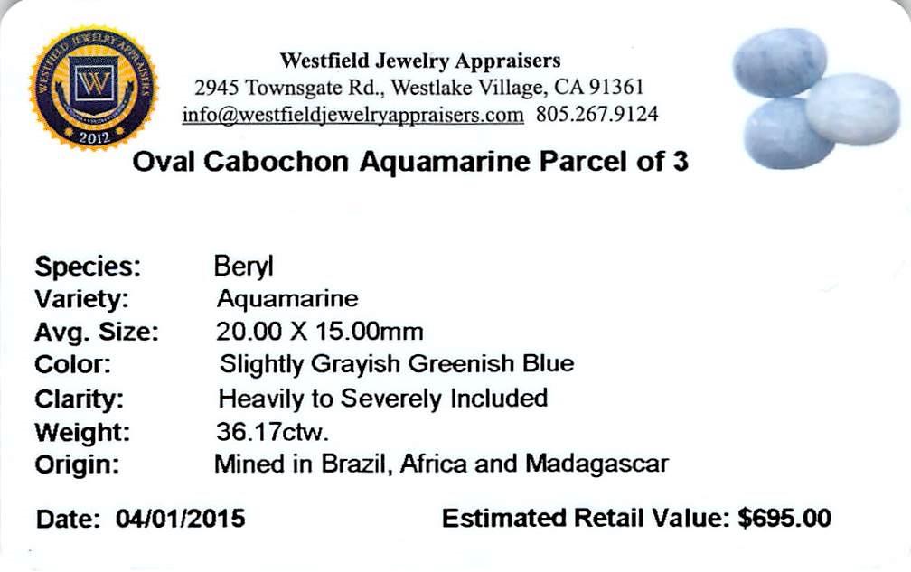 36.17 ctw Oval Cabochon Aquamarine Parcel