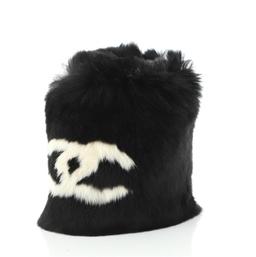 Chanel CC Wristband Lapin Fur Black