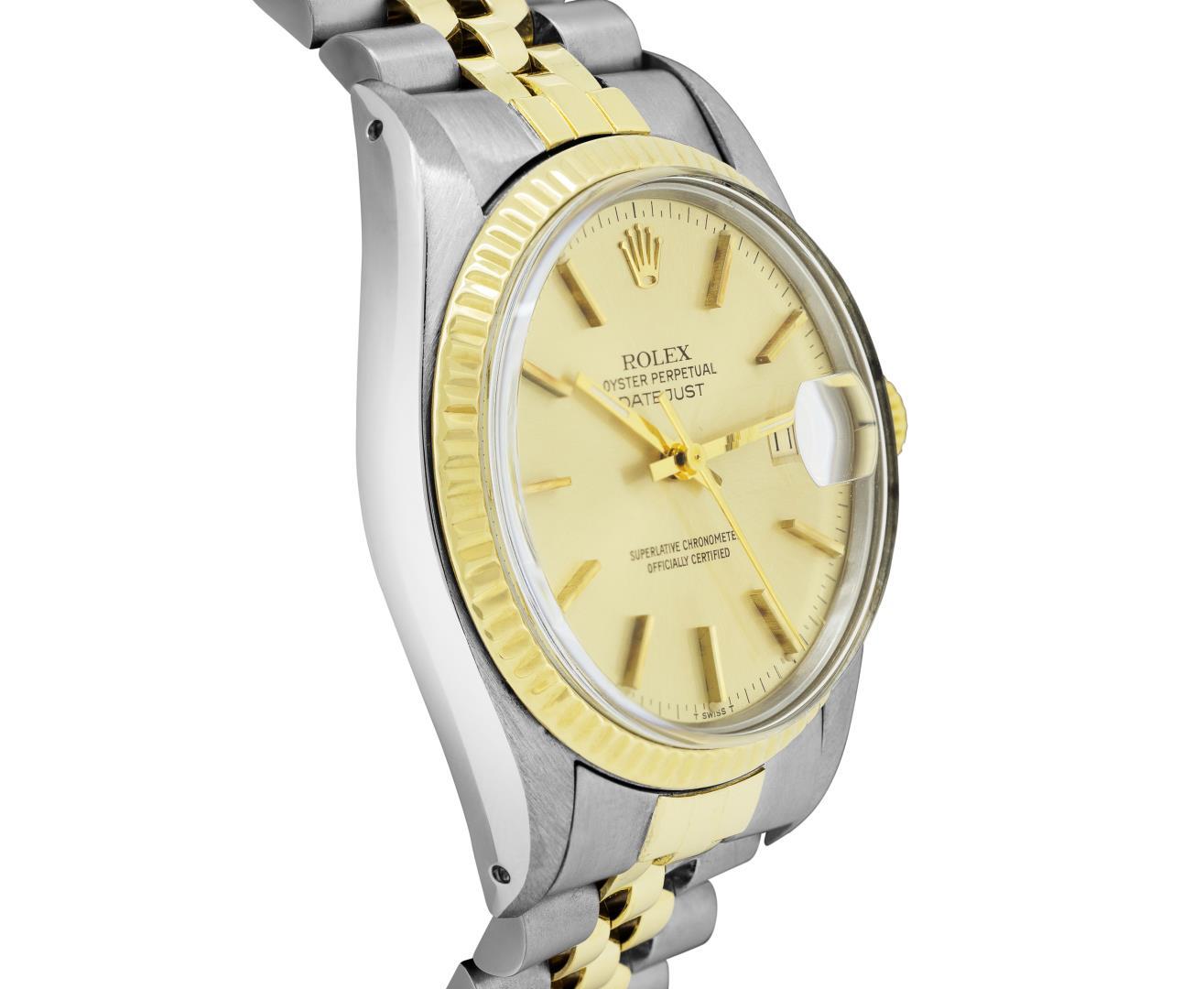 Rolex Mens Two Tone Yellow Gold And Stainless Steel Champagne Index Datejust Wri