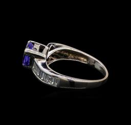 18KT White Gold 1.34 ctw Tanzanite and Diamond Ring