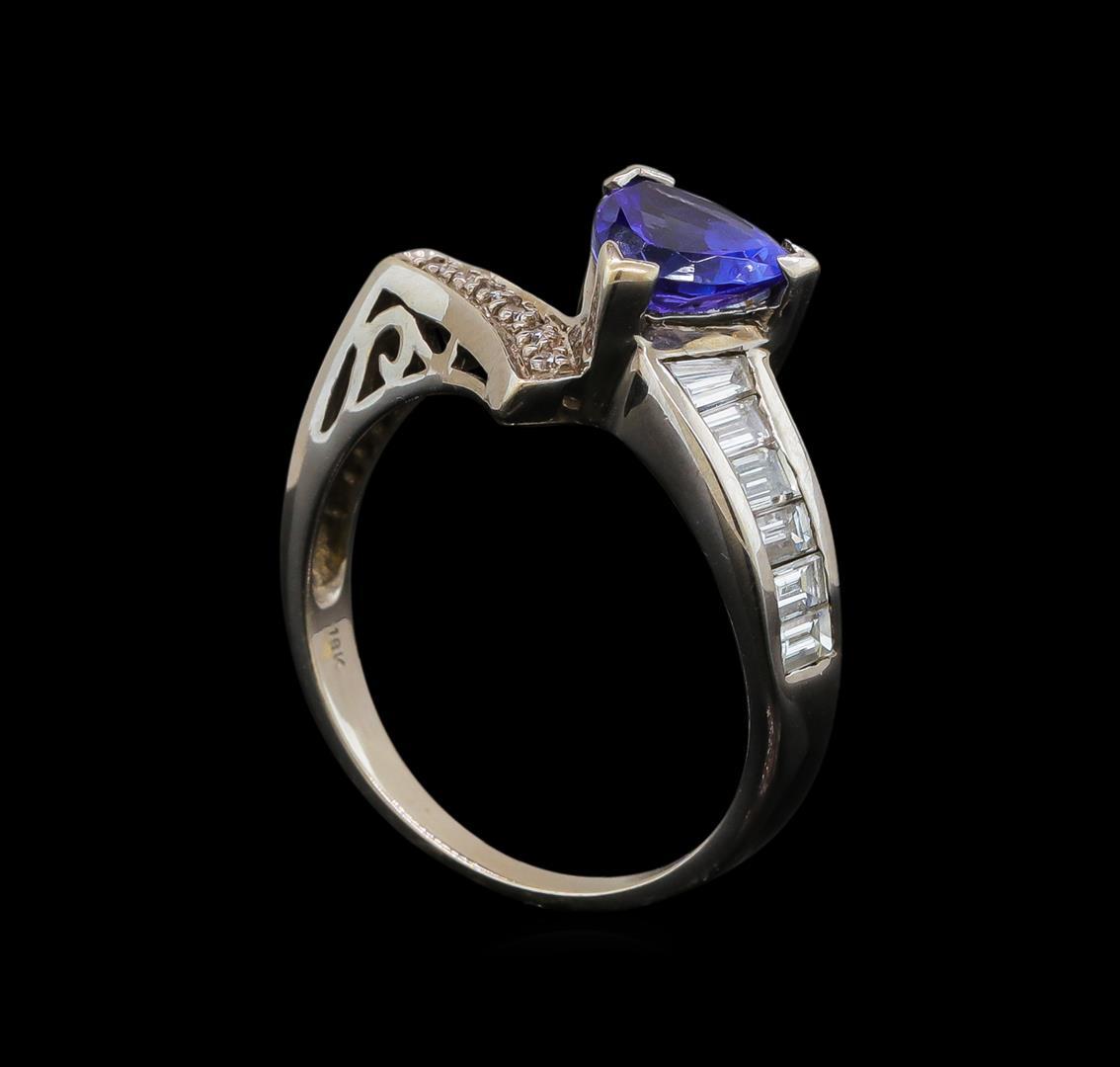 18KT White Gold 1.34 ctw Tanzanite and Diamond Ring