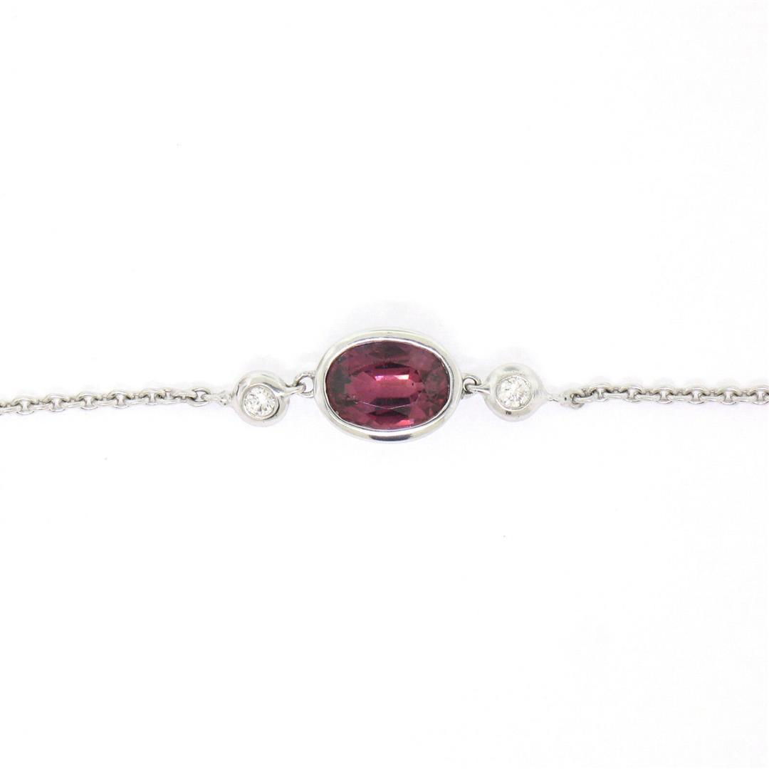 New 18k White Gold 1.13 ctw GIA Pink Sapphire and Diamond Pendant Necklace