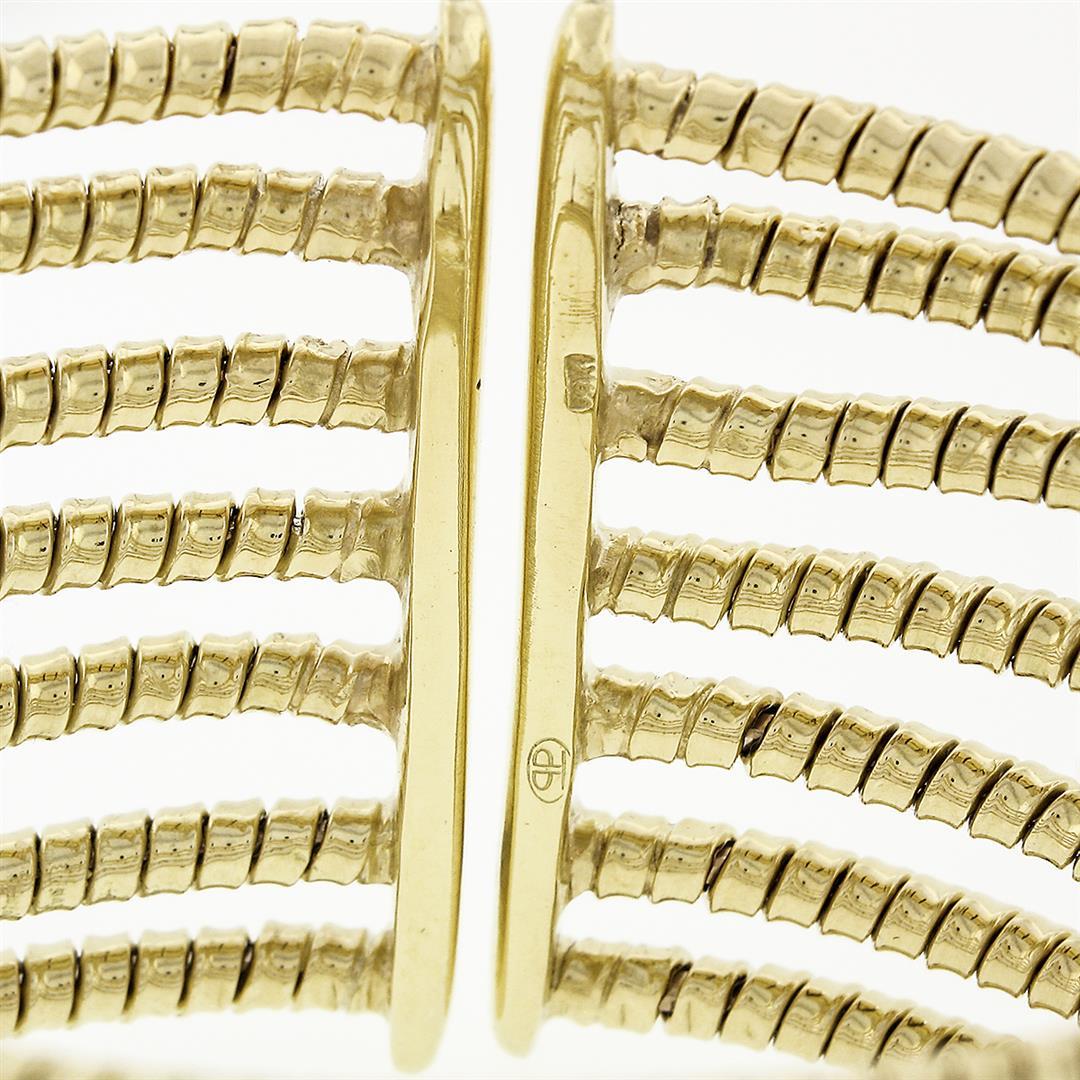 18k Solid Gold 1.52in. Wide Cable Crossover Pave Diamond Cuff Flexible Bracelet