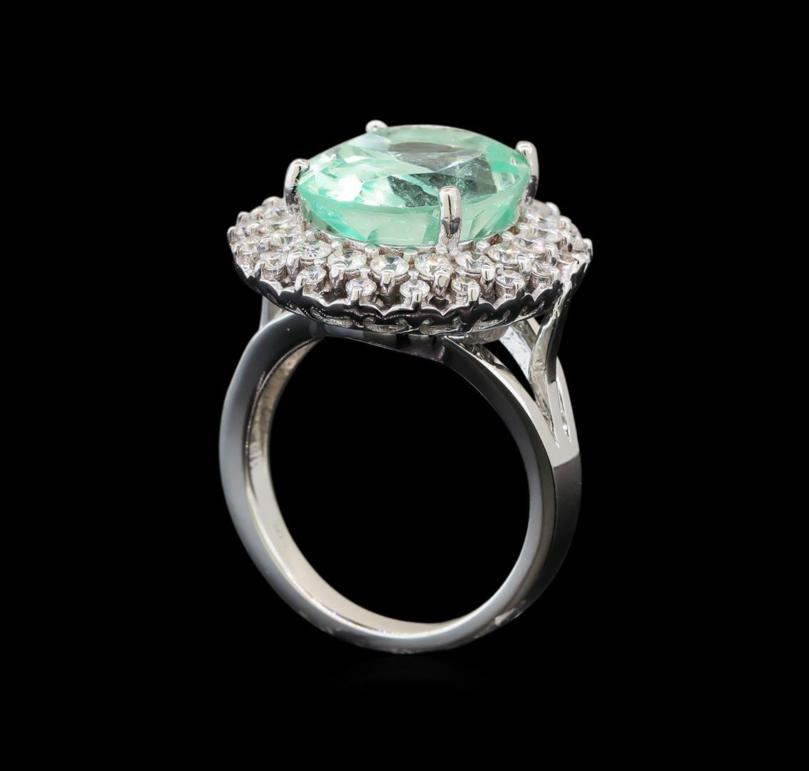 GIA Cert 9.25 ctw Emerald and Diamond Ring - 14KT White Gold