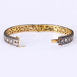 Vintage Indian Gold Topped Silver & Diamond Bangle