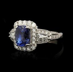 18k White Gold 2.88 ctw Sapphire 1.23 ctw Diamond Ring