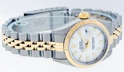 Rolex Ladies Quickset 2T 18K & Steel White Index Dial Jubilee Band Datejust Wris