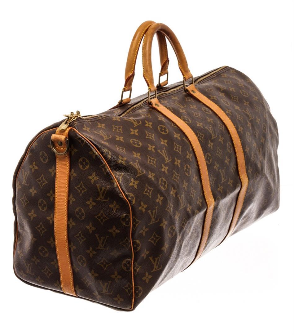 Louis Vuitton Brown Monogram Keepall 55 Bandouliï¿½re Travel Bag