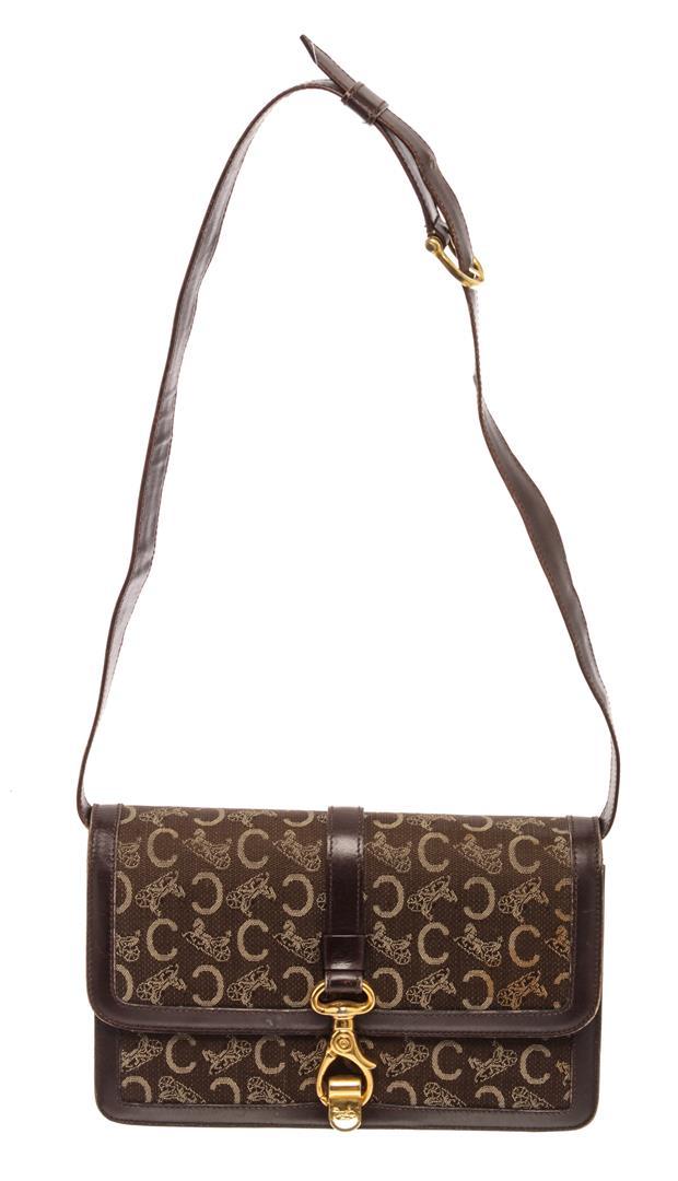 Celine Brown Canvas C Macadam Shoulder Bag