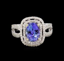 14KT White Gold 2.37 ctw Tanzanite and Diamond Ring