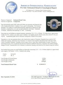 14KT White Gold 2.37 ctw Tanzanite and Diamond Ring