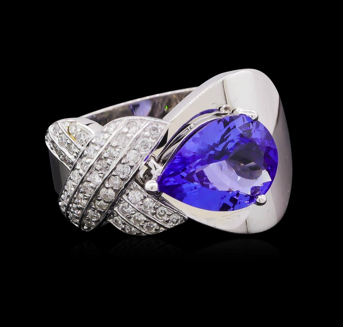 2.10 ctw Tanzanite and Diamond Ring - 14KT White Gold