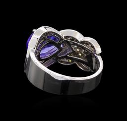 2.10 ctw Tanzanite and Diamond Ring - 14KT White Gold