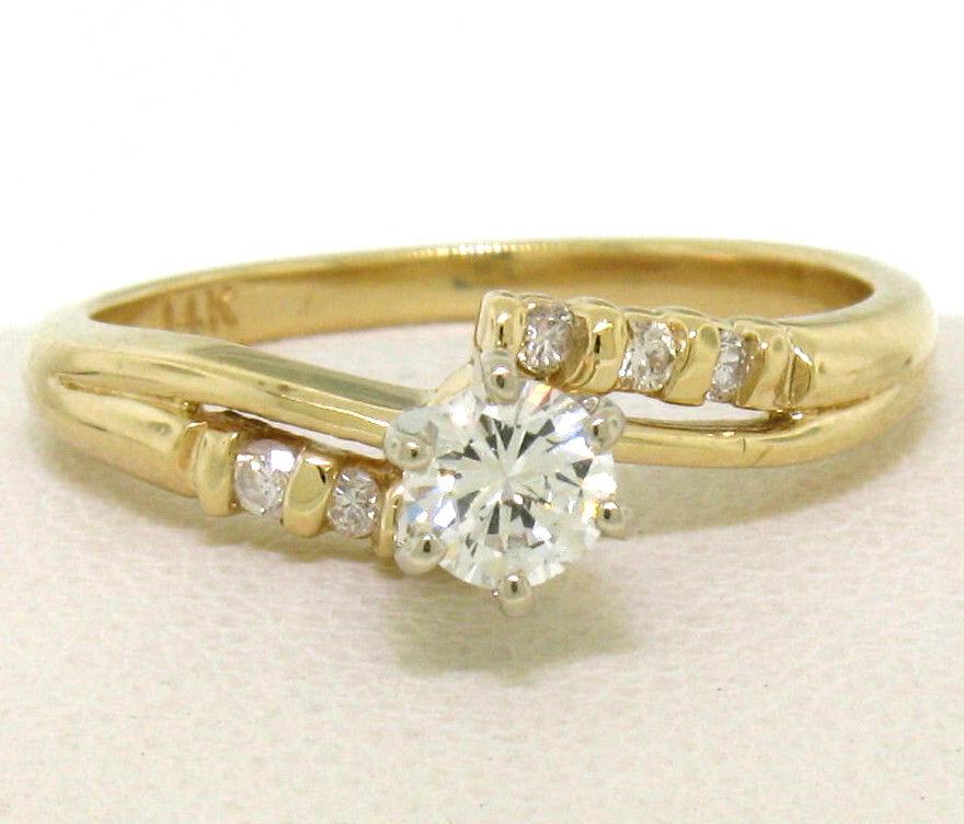 14k Solid Yellow Gold 0.40 ctw Round Brilliant Diamond Solitaire Engagement Ring