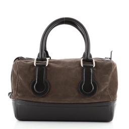 Celine Boston Bag Suede and Leather Small Black, Neutral