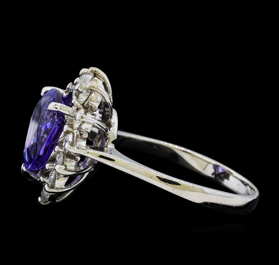 2.76 ctw Tanzanite and Diamond Ring - 14KT White Gold