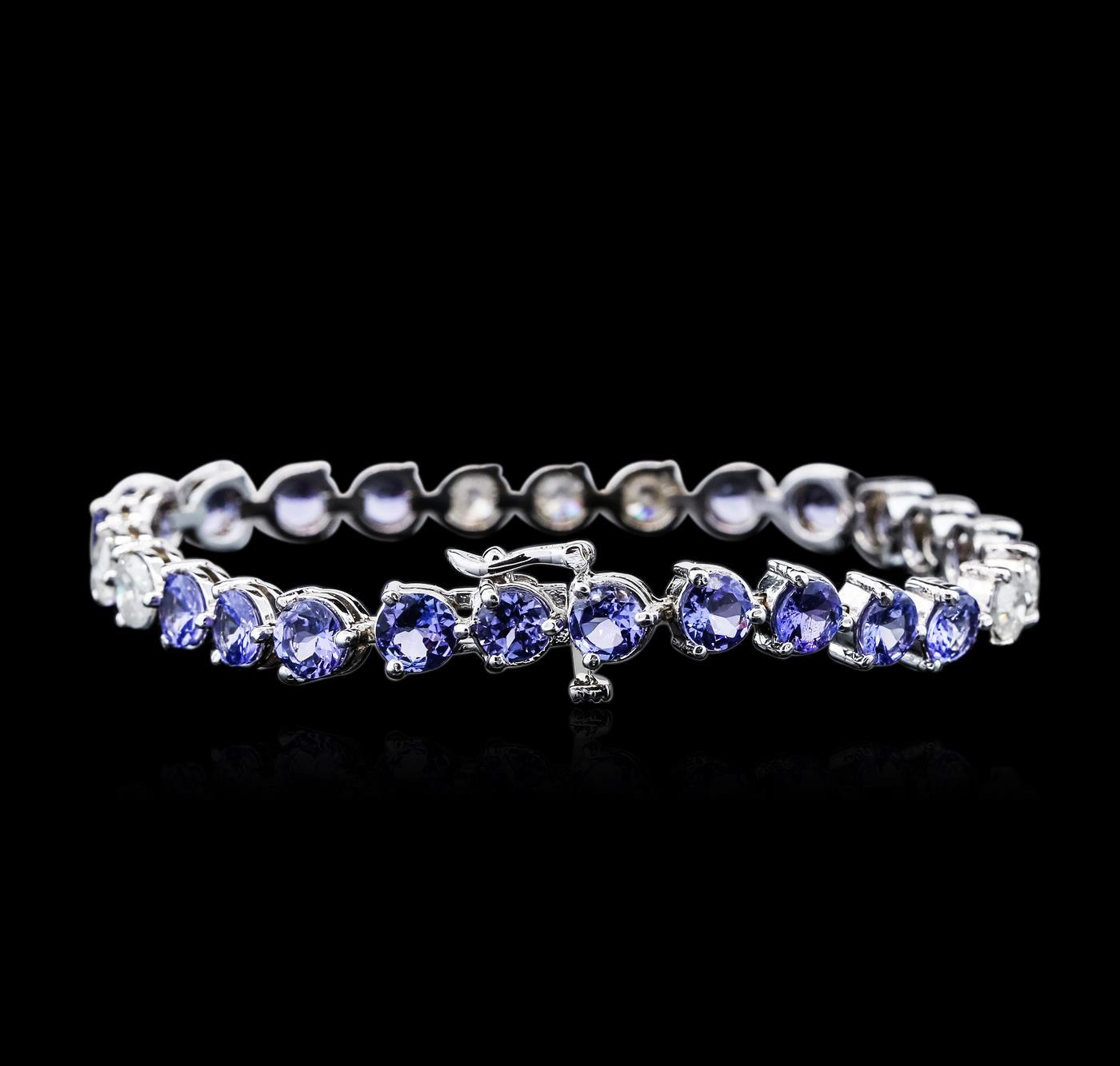 14KT White Gold 9.20 ctw Tanzanite and Diamond Bracelet